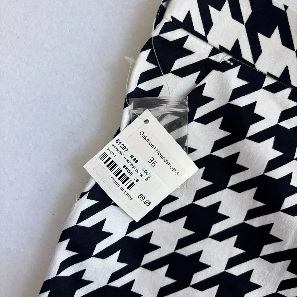 Loudmouth Golf Shorts Men 36 Houndstooth Black White Flat Front Chino 11